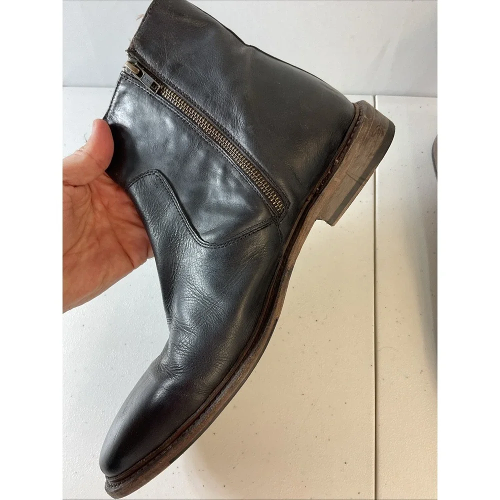 Mens Freebird by Steven Douglas‎ Boot Size 13 Leather black Zip Grunge Biker